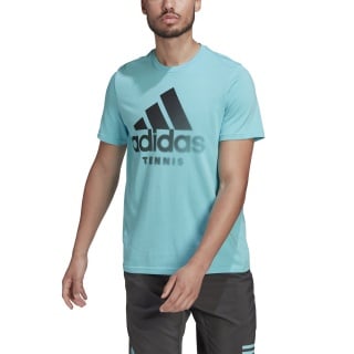 adidas Tennis-Tshirt Logo Tennis-Print (Baumwoll-Polyestermix) #22 hellblau Herren